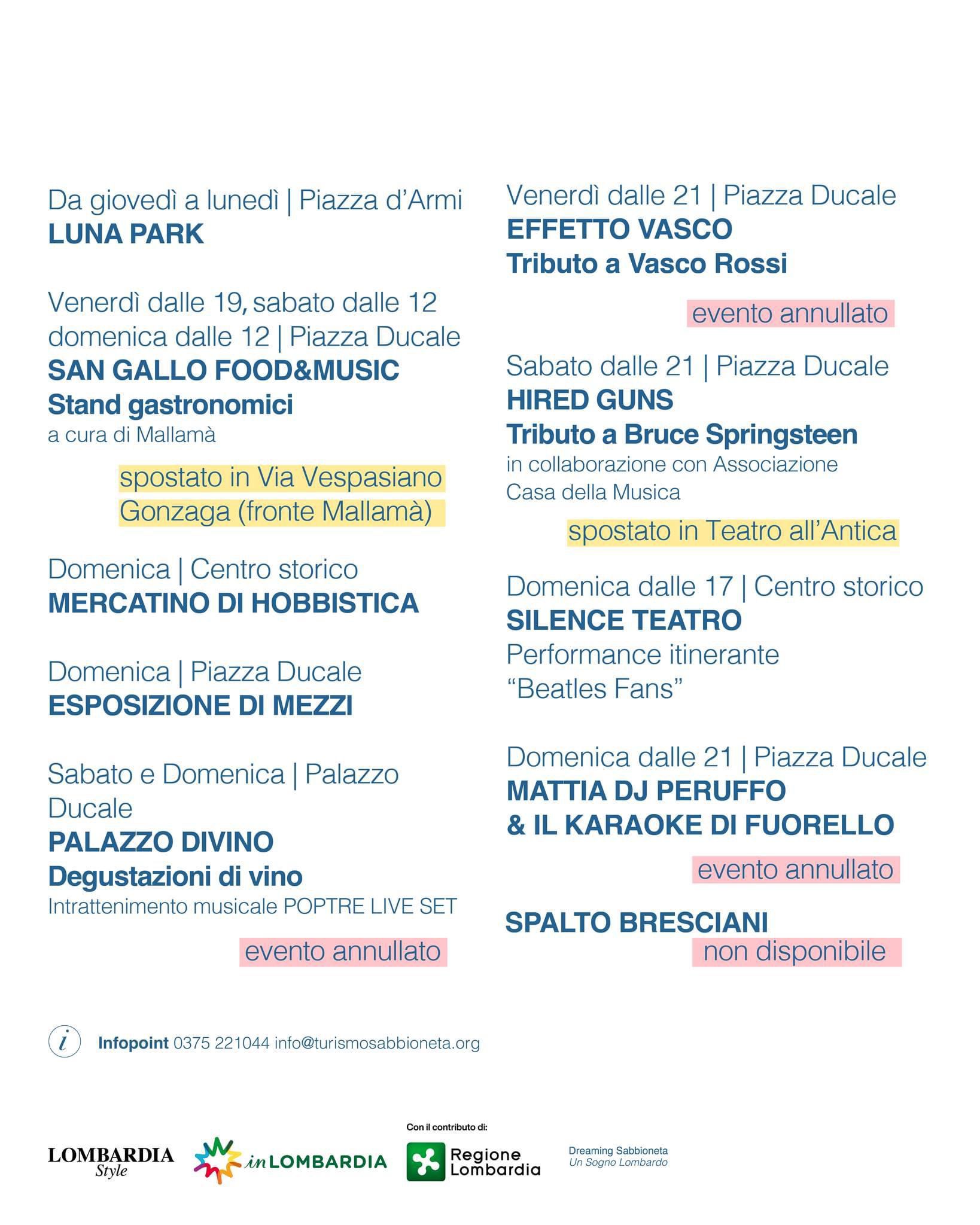 FIERA DI SAN GALLO - MODIFICHE AL PROGRAMMA CAUSA MALTEMPO